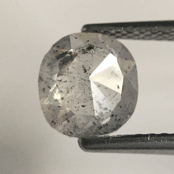 1.23 Ct Oval shape gray color rose cut natural loose diamond 7.20 MM X 6.71 MM X 2.65 MM size Salt and Pepper rustic natural diamond SJ64/15