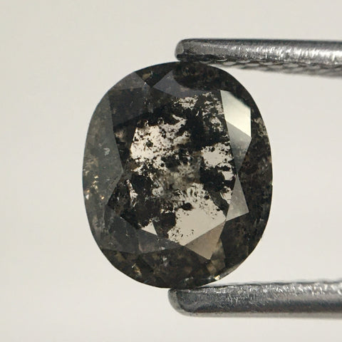 1.38 Ct Natural Loose Diamond Oval Shape Salt and Pepper Rose cut 7.42 MM X 6.21 MM X 3.25 MM Size Rustic Natural Loose Diamond SJ64/18