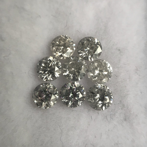 1.04 Ct Natural Loose Diamond, Salt and Pepper Diamond, I3 Clarity 3.15 MM to 3.20 MM Round Brilliant Cut Diamond ( 8 pcs ) SJ63/26