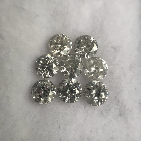 1.04 Ct Natural Loose Diamond, Salt and Pepper Diamond, I3 Clarity 3.15 MM to 3.20 MM Round Brilliant Cut Diamond ( 8 pcs ) SJ63/26