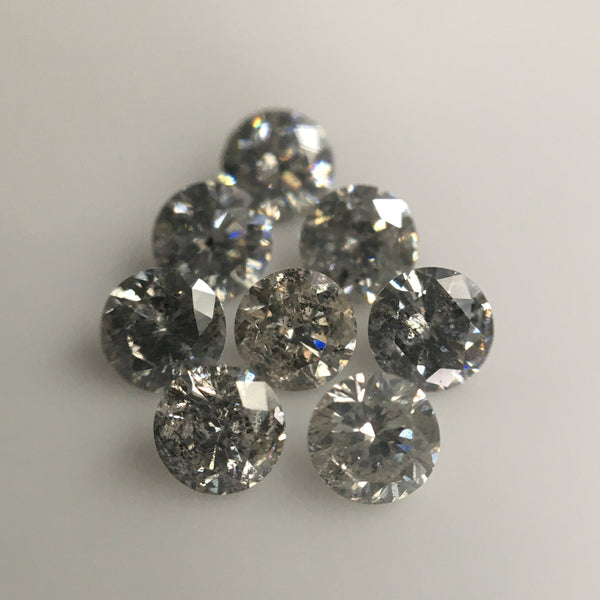 1.04 Ct Natural Loose Diamond, Salt and Pepper Diamond, I3 Clarity 3.15 MM to 3.20 MM Round Brilliant Cut Diamond ( 8 pcs ) SJ63/26