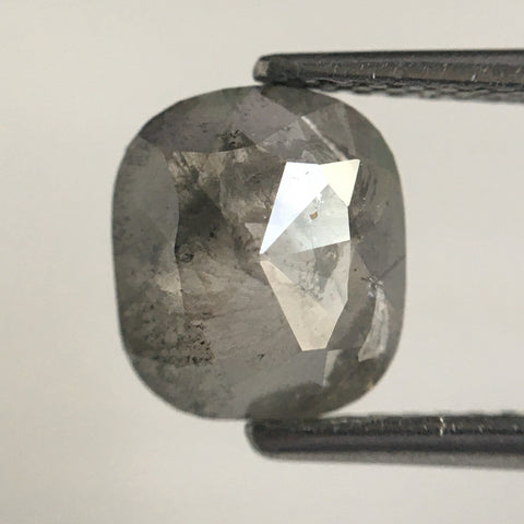 1.55 Ct Gray Black Oval Shape Rose Cut Natural Loose Diamond 7.93 mm X 6.97 mm X 2.85 mm Faceted Rose Cut Diamond Loose SJ07/30