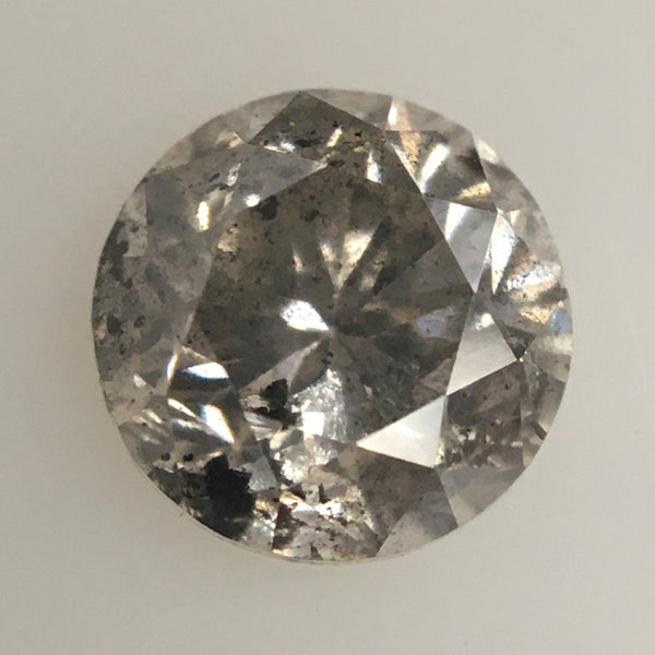 0.67 Ct Round Brilliant Cut Natural Loose Diamond, 5.15 MM x 3.69 MM Salt and Pepper i3 Clarity Natural Loose Diamond SJ63/51