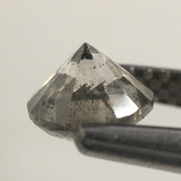 0.67 Ct Round Brilliant Cut Natural Loose Diamond, 5.15 MM x 3.69 MM Salt and Pepper i3 Clarity Natural Loose Diamond SJ63/51