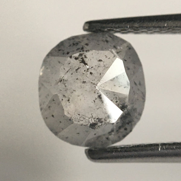 1.23 Ct Oval shape gray color rose cut natural loose diamond 7.20 MM X 6.71 MM X 2.65 MM size Salt and Pepper rustic natural diamond SJ64/15