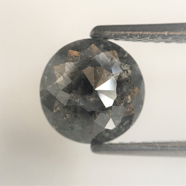 2.75 Ct Round Rose cut Natural Loose Diamond Salt and Pepper pair, 7.54 mm X 3.05 mm Fancy grey Natural Rustic Diamond for Jewelry SJ02/24