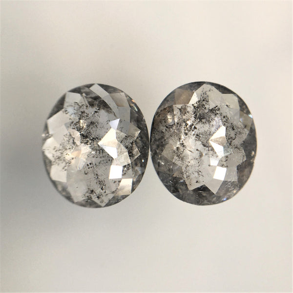 1.21 Ct Oval Shape Salt and Pepper Natural Loose Diamond Rose cut Pair, 6.55 mm x 5.61 mm x 2.00 mm Rose Cut Natural Loose Diamond SJ02/26