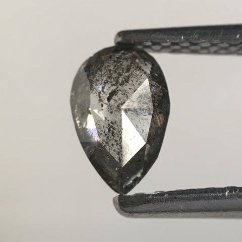 0.44 Ct Pear Shape Gray Rose Cut Natural Loose Diamond, 6.31 MM x 4.15 MM x 2.06 MM Loose Diamond, Rose Cut Diamond, SJ65/40