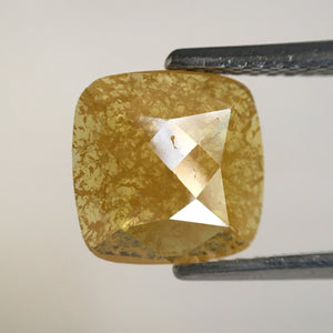 1.35 Ct Cushion Shape Fancy Yellow Color Rose Cut Natural Loose Diamond, 8.36 mm x 8.41 mm x 1.66 mm Cushion Cut Diamond SJ67/09