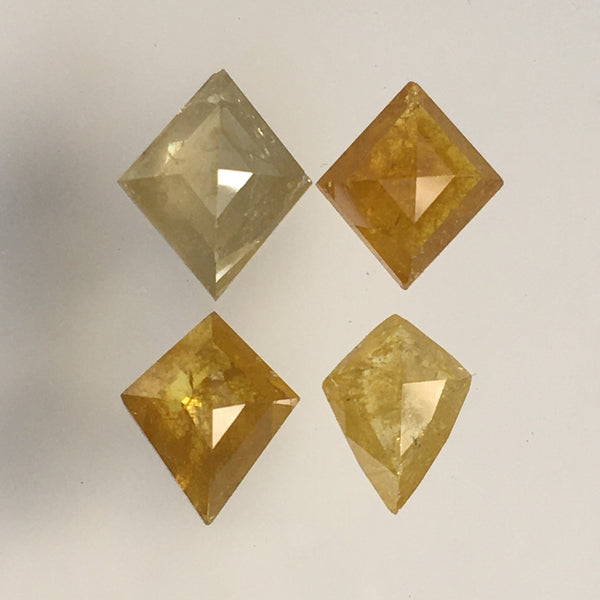 3.29 Ct Kite Shape Rose Cut Natural Loose Diamond Fancy Color 4 Pcs, 7.57 mm to 8.93 mm Kite Shape Loose Diamond, Rose Cut Diamond SJ67/15