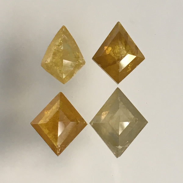 3.29 Ct Kite Shape Rose Cut Natural Loose Diamond Fancy Color 4 Pcs, 7.57 mm to 8.93 mm Kite Shape Loose Diamond, Rose Cut Diamond SJ67/15