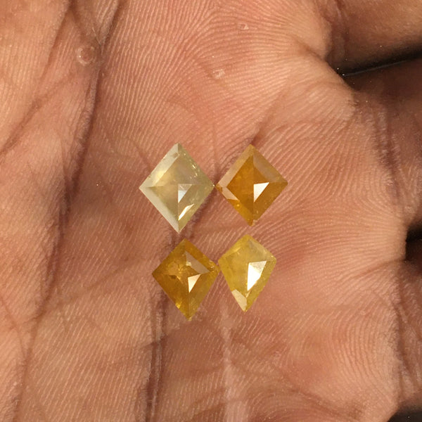 3.29 Ct Kite Shape Rose Cut Natural Loose Diamond Fancy Color 4 Pcs, 7.57 mm to 8.93 mm Kite Shape Loose Diamond, Rose Cut Diamond SJ67/15