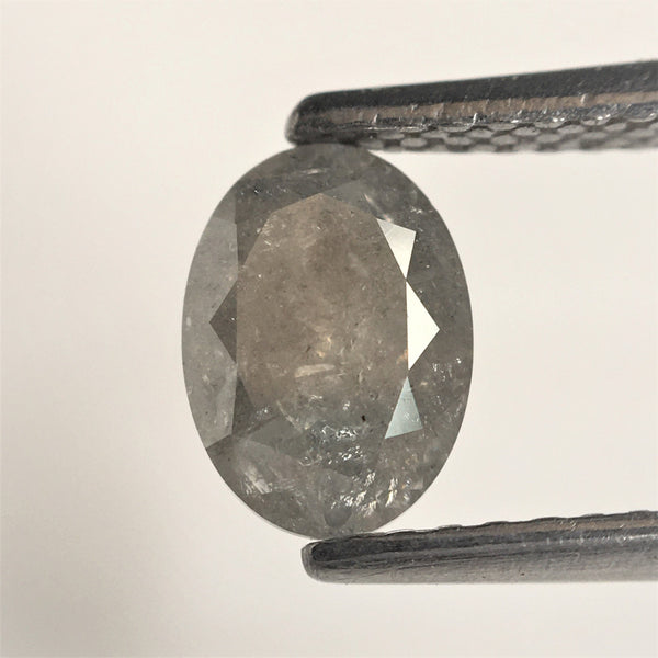 1.74 Ct Natural Loose Diamond, Oval Shape Brilliant Cut Grey Salt And Pepper Diamond Pair, 7.15 mm x 5.15 mm, 2 Pcs Oval Diamond SJ68/16