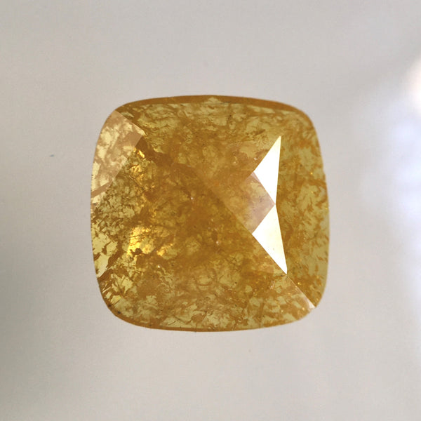 1.35 Ct Cushion Shape Fancy Yellow Color Rose Cut Natural Loose Diamond, 8.36 mm x 8.41 mm x 1.66 mm Cushion Cut Diamond SJ67/09