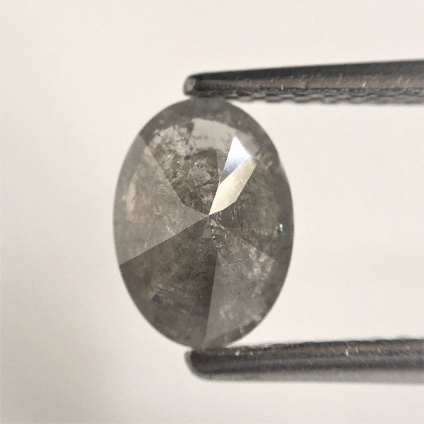 1.74 Ct Natural Loose Diamond, Oval Shape Brilliant Cut Grey Salt And Pepper Diamond Pair, 7.15 mm x 5.15 mm, 2 Pcs Oval Diamond SJ68/16