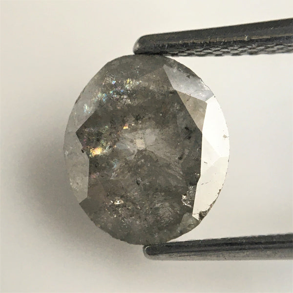 1.67 Ct Oval Shape Fancy Gray Color Natural Loose Diamond, 8.84 mm X 7.55 mm x 2.72 mm Grey Oval Cut Rose Cut Natural Diamond AJ13/23