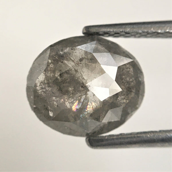 1.67 Ct Oval Shape Fancy Gray Color Natural Loose Diamond, 8.84 mm X 7.55 mm x 2.72 mm Grey Oval Cut Rose Cut Natural Diamond AJ13/23