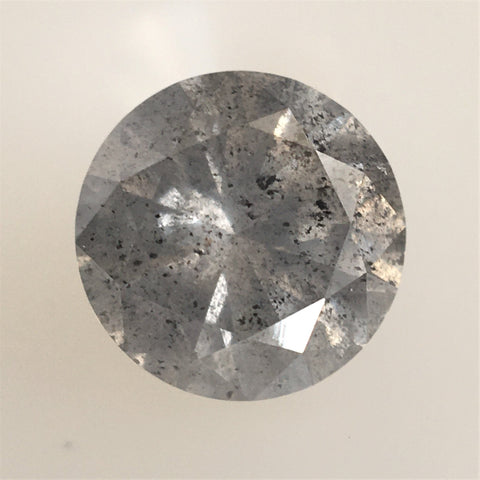 0.74 Ct Round Brilliant Cut Natural Loose Diamond, 5.64 MM x 3.60 MM Salt and Pepper Natural Loose Diamond SJ69/AJ23