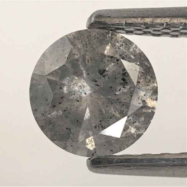 0.74 Ct Round Brilliant Cut Natural Loose Diamond, 5.64 MM x 3.60 MM Salt and Pepper Natural Loose Diamond SJ69/AJ23