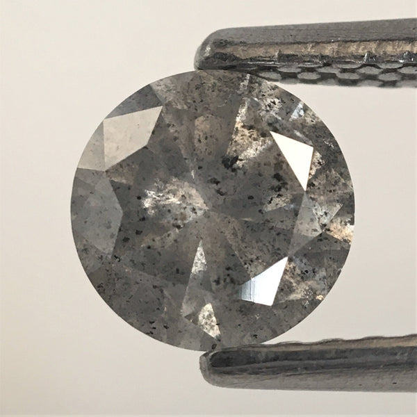 0.74 Ct Round Brilliant Cut Natural Loose Diamond, 5.64 MM x 3.60 MM Salt and Pepper Natural Loose Diamond SJ69/AJ23