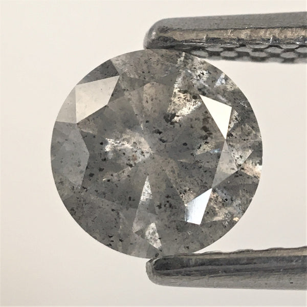 0.74 Ct Round Brilliant Cut Natural Loose Diamond, 5.64 MM x 3.60 MM Salt and Pepper Natural Loose Diamond SJ69/AJ23