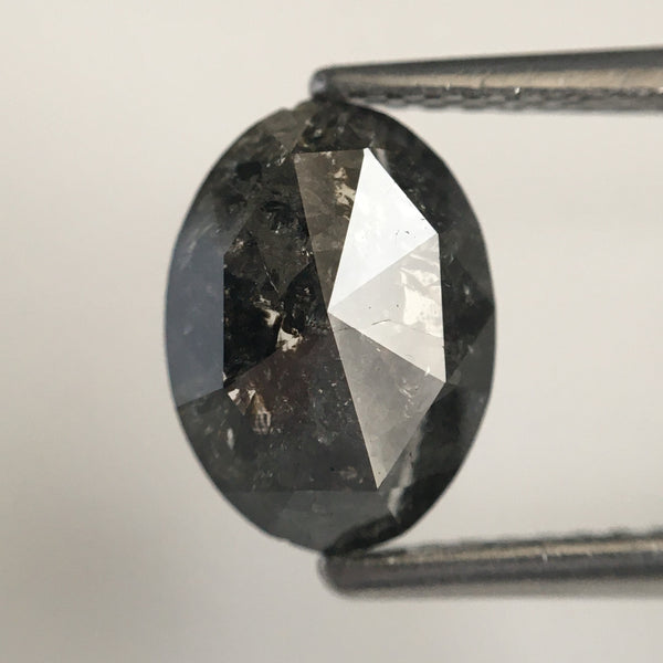 1.21 Ct Oval Shape Grey Black Color Natural Loose Diamond, 9.33 mm X 6.77 mm X 2.42 mm Oval Shape Rose Cut Natural Loose Diamond SJ07/48