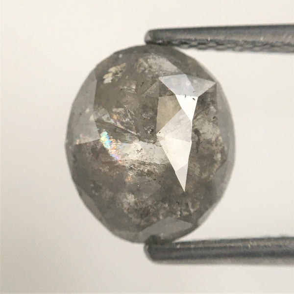 1.67 Ct Oval Shape Fancy Gray Color Natural Loose Diamond, 8.84 mm X 7.55 mm x 2.72 mm Grey Oval Cut Rose Cut Natural Diamond AJ13/23