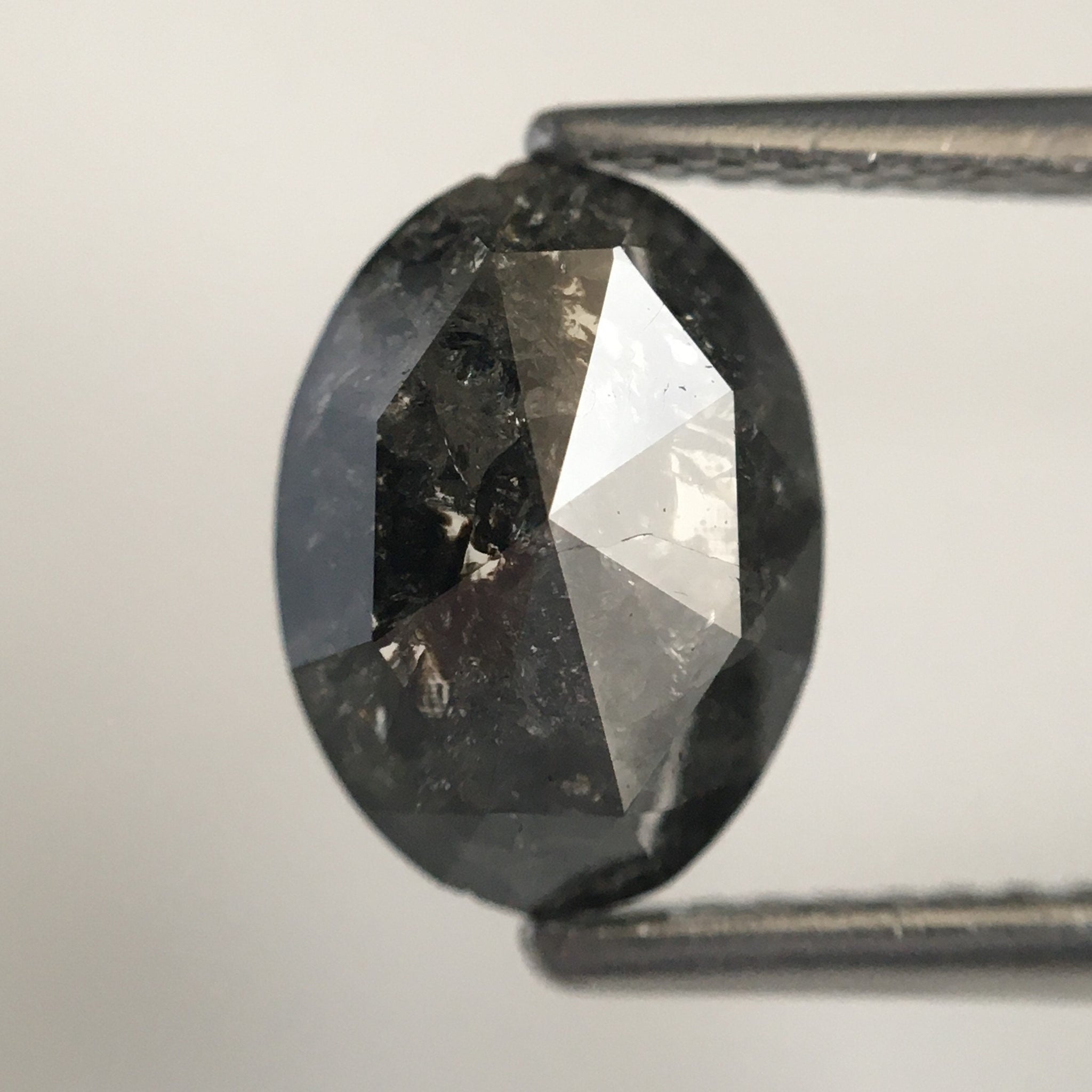 1.21 Ct Oval Shape Grey Black Color Natural Loose Diamond, 9.33 mm X 6.77 mm X 2.42 mm Oval Shape Rose Cut Natural Loose Diamond SJ07/48