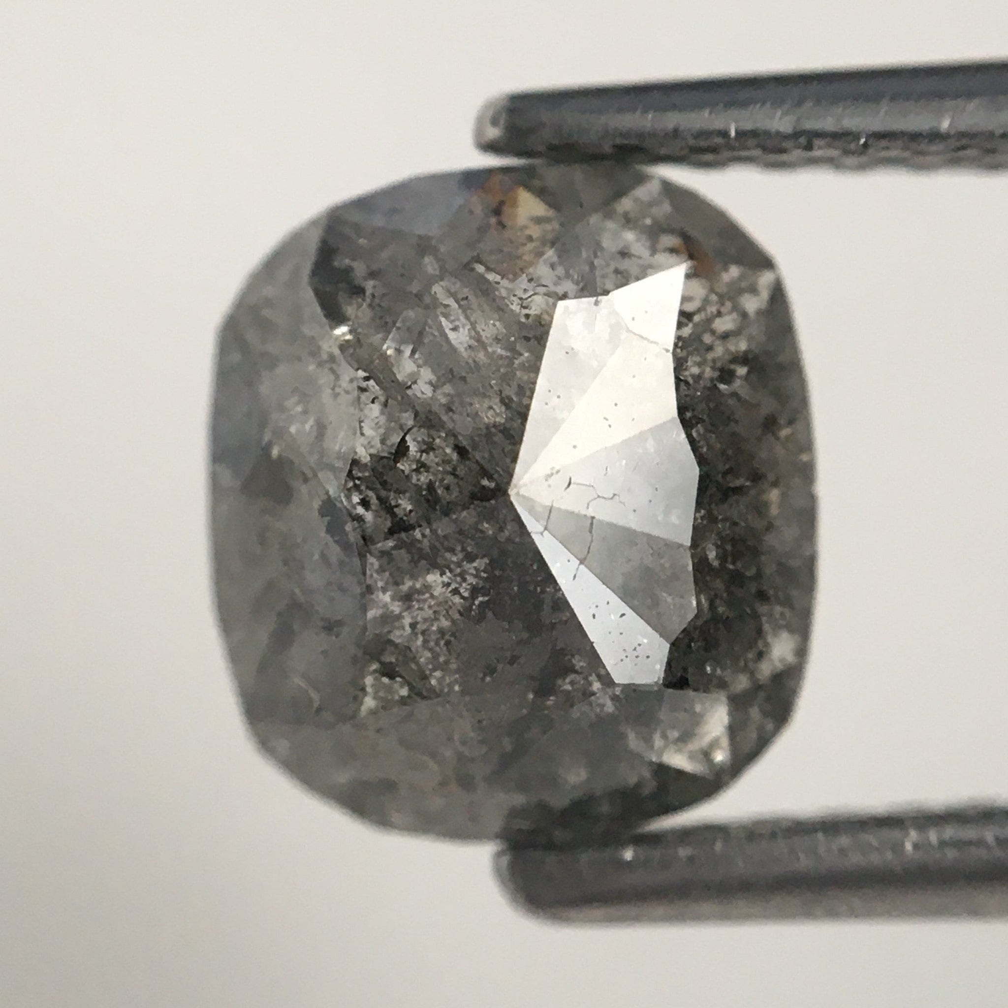 1.37 Ct Oval Shape Black Grey Color Natural Loose Diamond 7.58 mm X 6.78 mm X 2.83 mm Oval Shape Rose Cut Flat Base Loose Diamond, SJ05/26