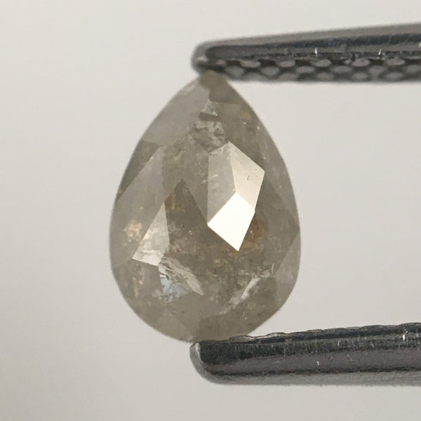 0.48 Ct 6.16 mm x 4.24 mm X 2.17 mm Pear Shape Fancy Grey Salt & Pepper Rose Cut Loose Diamond, i3 Natural Faceted Diamond, SJ05/39