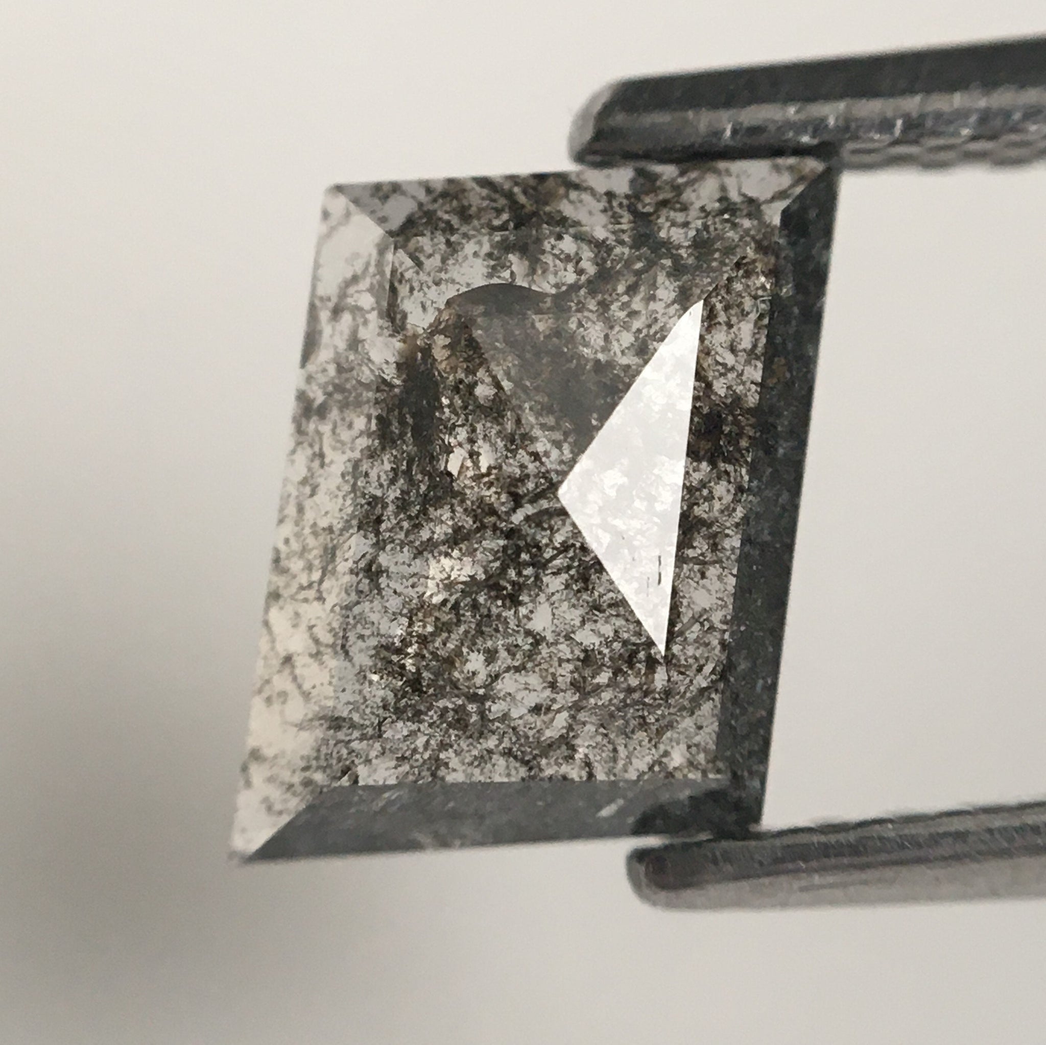 0.86 Ct Salt and Pepper Geometric Shape Natural Loose Diamond, 7.10 mm x 5.45 mm x 1.90 mm Parallelogram Cut Natural Diamond SJ70/36