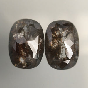 Pair 2.14 Ct Oval Cut Brownish Grey Natural Loose Diamond 8.50 mm X 6.00 mm, Brown Oval Shape Rose Cut Natural Faceted Loose Diamond SJ14/07