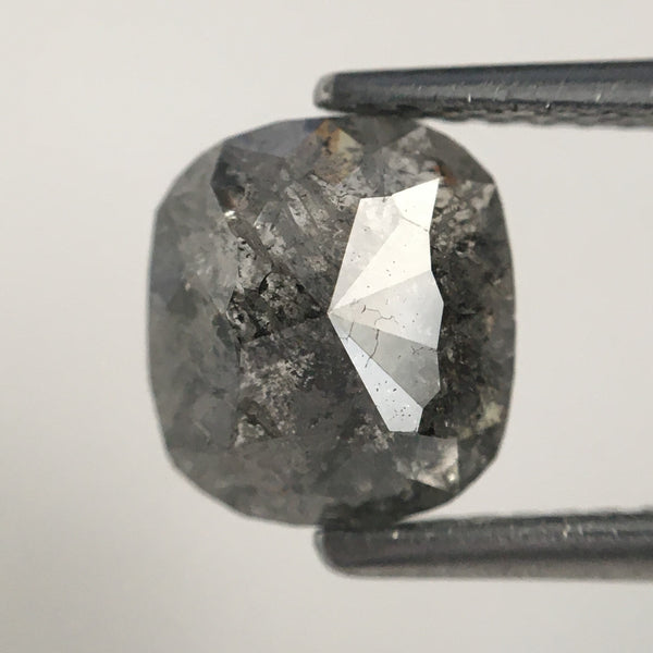 1.37 Ct Oval Shape Black Grey Color Natural Loose Diamond 7.58 mm X 6.78 mm X 2.83 mm Oval Shape Rose Cut Flat Base Loose Diamond, SJ05/26