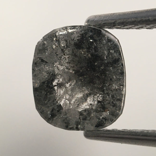 1.37 Ct Oval Shape Black Grey Color Natural Loose Diamond 7.58 mm X 6.78 mm X 2.83 mm Oval Shape Rose Cut Flat Base Loose Diamond, SJ05/26