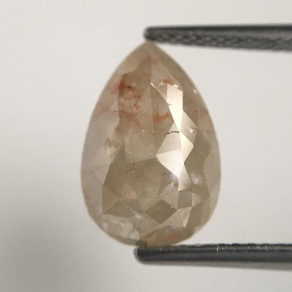 2.47 Ct Brownish Grey Color 12.10 mm X 8.00 mm Pear Cut Loose Natural Diamond, Fancy Grey Rose Cut Pear Natural Loose Diamond SJ13/15