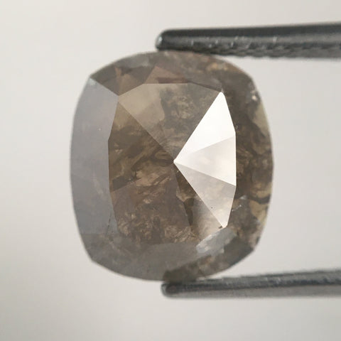 2.92 Ct Cushion Shape Brownish Grey Color Natural Loose Diamond 10.50 mm X 9.30 mm, Cushion Shape Rose Cut Natural Loose Diamond SJ13/23