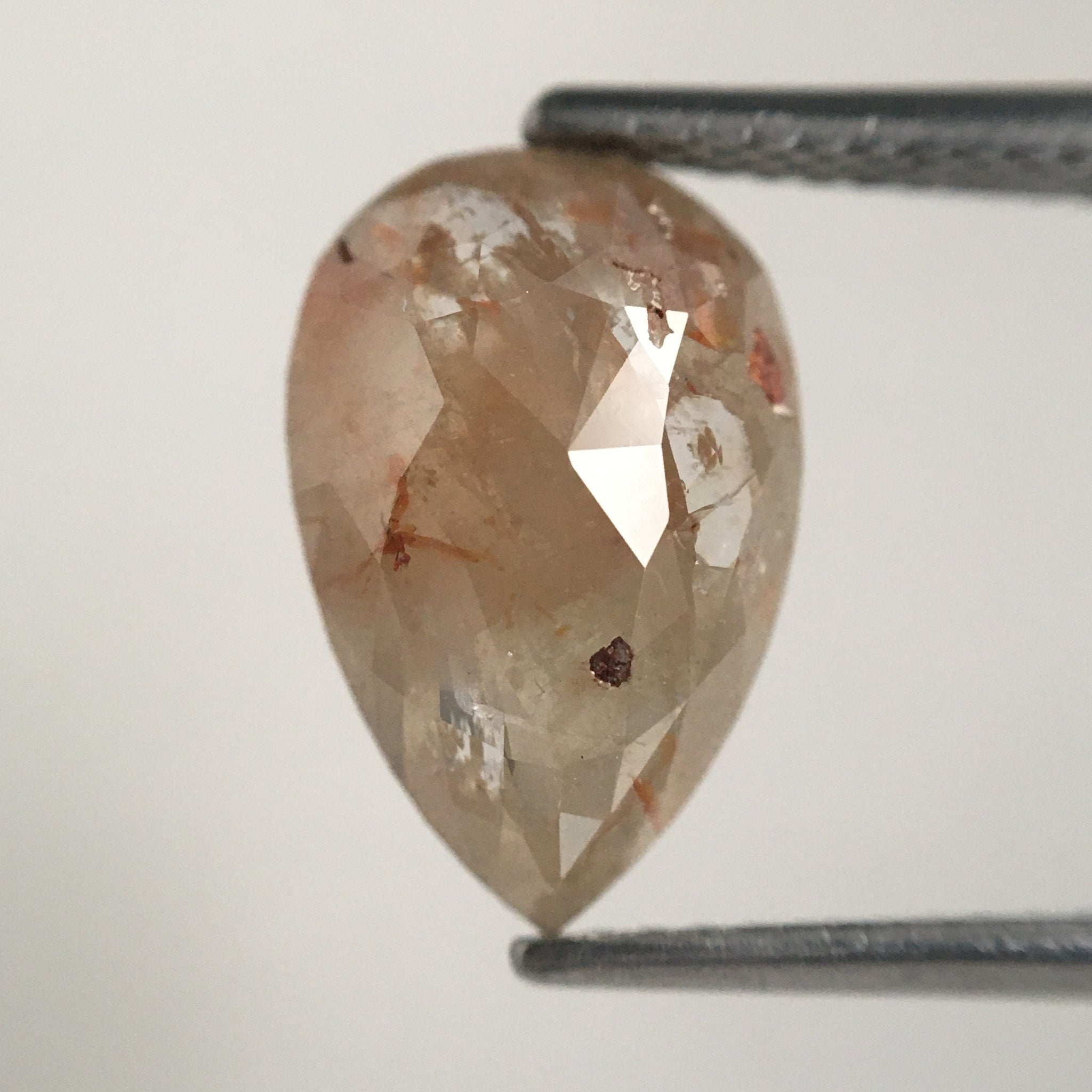 2.62 Ct Natural Loose Diamond Brownish Grey Color 12.20 mm X 8.00 mm Pear Shape, Fancy Grey Rose Cut Natural Loose Diamond Flat Back SJ13/33