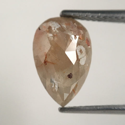 2.62 Ct Natural Loose Diamond Brownish Grey Color 12.20 mm X 8.00 mm Pear Shape, Fancy Grey Rose Cut Natural Loose Diamond Flat Back SJ13/33