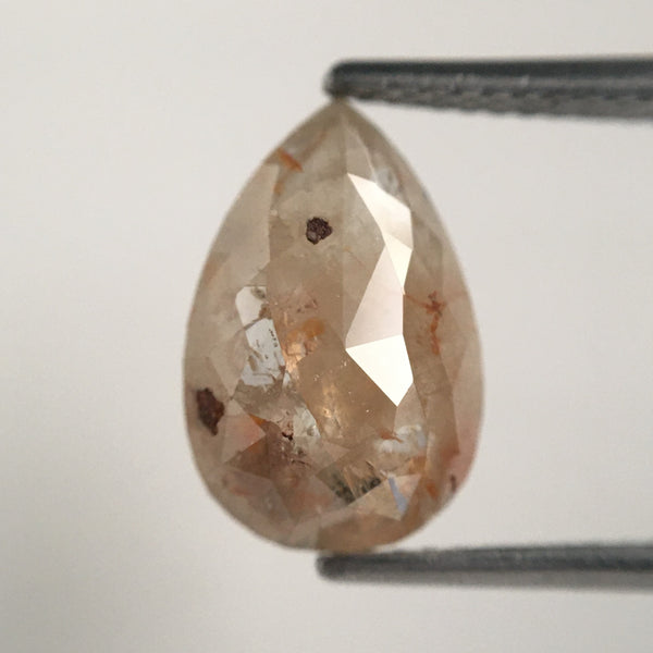 2.62 Ct Natural Loose Diamond Brownish Grey Color 12.20 mm X 8.00 mm Pear Shape, Fancy Grey Rose Cut Natural Loose Diamond Flat Back SJ13/33