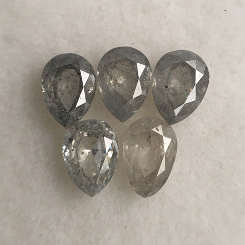 0.59 Ct Pear Shape Natural Loose Diamond 5 Pcs, 3.60 mm x 2.60 mm, Salt and Pepper Brilliant Cut Pear Shape Natural Loose Diamond SJ68/88