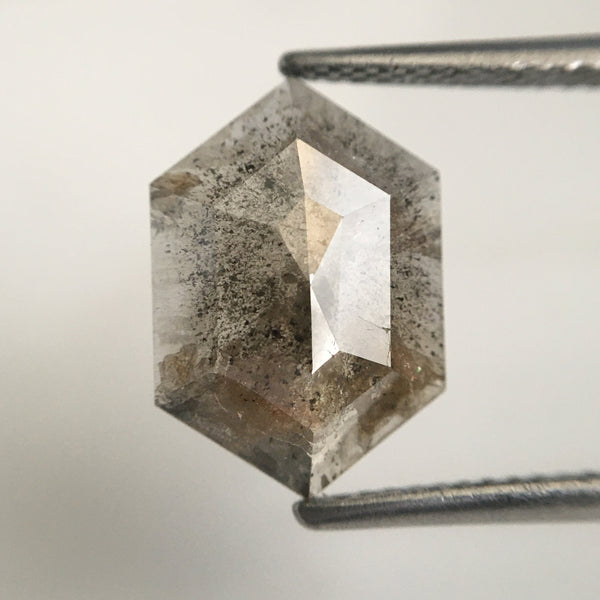 2.64 Ct Hexagon Shape Natural Loose Diamond, 13.50 mm X 9.34 mm X 2.49 mm Salt and Pepper Hexagon Shape Loose Diamond SJ05/50