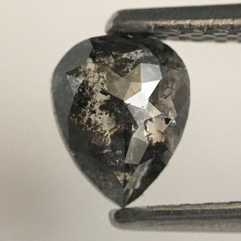 0.65 Ct Salt and Pepper 5.90 mm X 4.80 mm Pear Shape Loose Natural Diamond, Grey Rose Cut Pear Natural Loose Diamond SJ14/20