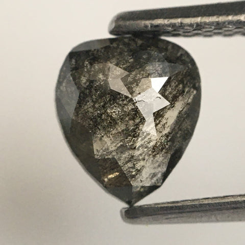0.88 Ct Salt and Pepper 5.80 mm X 5.95 mm Pear Shape Loose Natural Diamond, Grey Rose Cut Pear Natural Loose Diamond SJ14/22