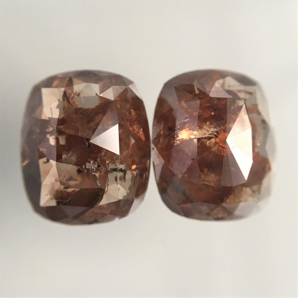 Pair of 5.28 Ct Oval Fancy Brown Natural Loose Diamond, 9.90 mm X 8.20 mm Oval Shape Rose Cut Natural Faceted Loose Diamond SJ13/01