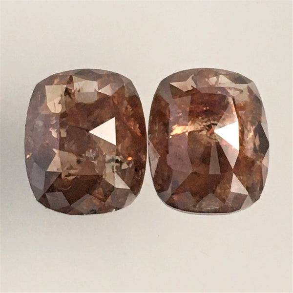 Pair of 5.28 Ct Oval Fancy Brown Natural Loose Diamond, 9.90 mm X 8.20 mm Oval Shape Rose Cut Natural Faceted Loose Diamond SJ13/01