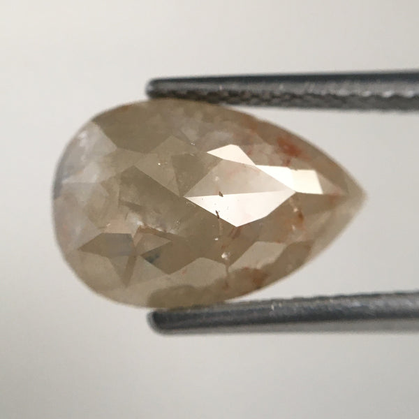 2.47 Ct Brownish Grey Color 12.10 mm X 8.00 mm Pear Cut Loose Natural Diamond, Fancy Grey Rose Cut Pear Natural Loose Diamond SJ13/15