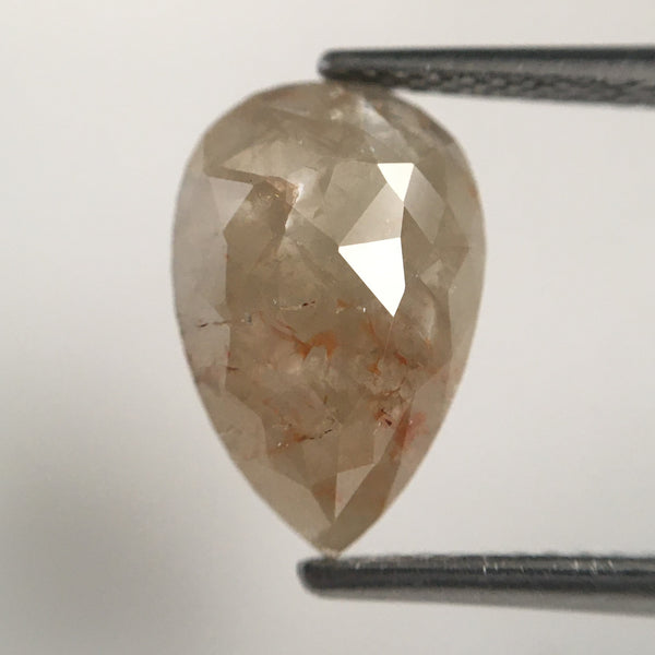 2.47 Ct Brownish Grey Color 12.10 mm X 8.00 mm Pear Cut Loose Natural Diamond, Fancy Grey Rose Cut Pear Natural Loose Diamond SJ13/15