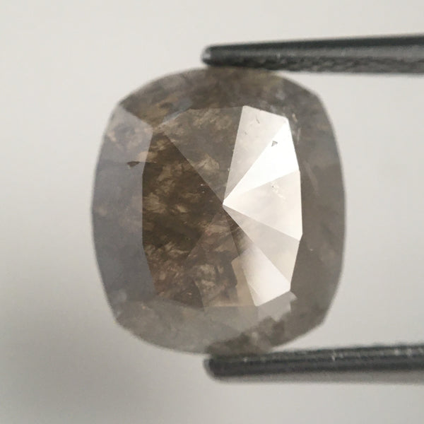 2.92 Ct Cushion Shape Brownish Grey Color Natural Loose Diamond 10.50 mm X 9.30 mm, Cushion Shape Rose Cut Natural Loose Diamond SJ13/23