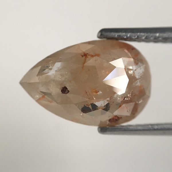 2.62 Ct Natural Loose Diamond Brownish Grey Color 12.20 mm X 8.00 mm Pear Shape, Fancy Grey Rose Cut Natural Loose Diamond Flat Back SJ13/33