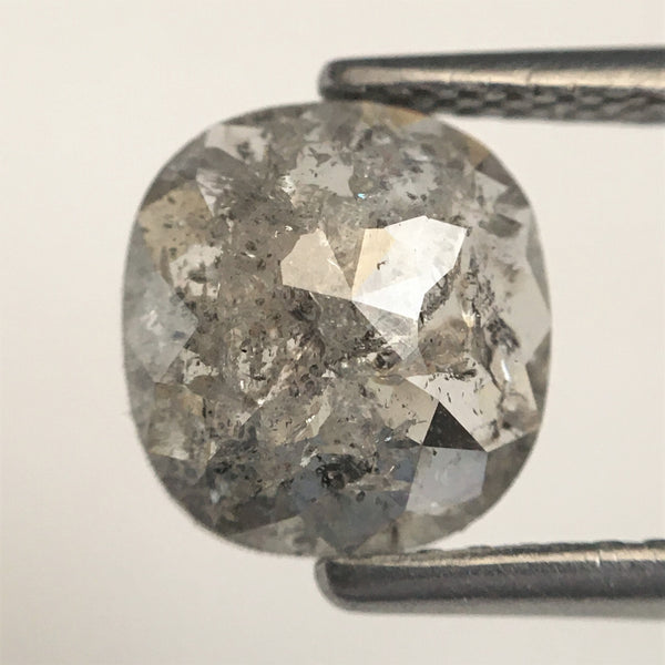 1.49 Ct Oval shape salt and pepper natural loose diamond, 7.69 mm x 7.19 mm x 2.77 mm Rose cut grey color diamond, conflict free SJ71/18